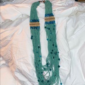 Long, Oversized Turquoise Beaded Necklace